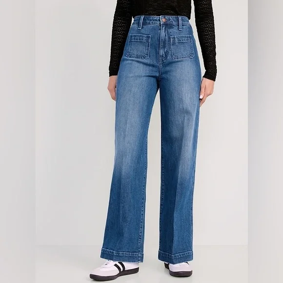 Old Navy Extra High-Waisted Trouser Wide-Leg Jeans for Women, EUC - Picture 1 of 6